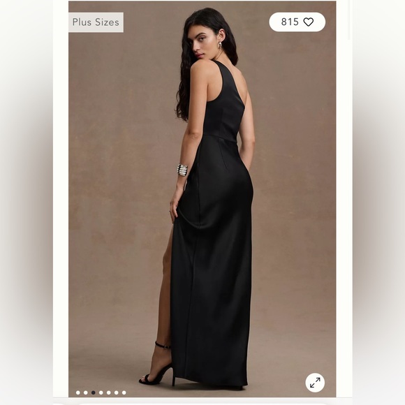 BHLDN Dylan one shoulder satin side slit gown - Picture 2 of 4